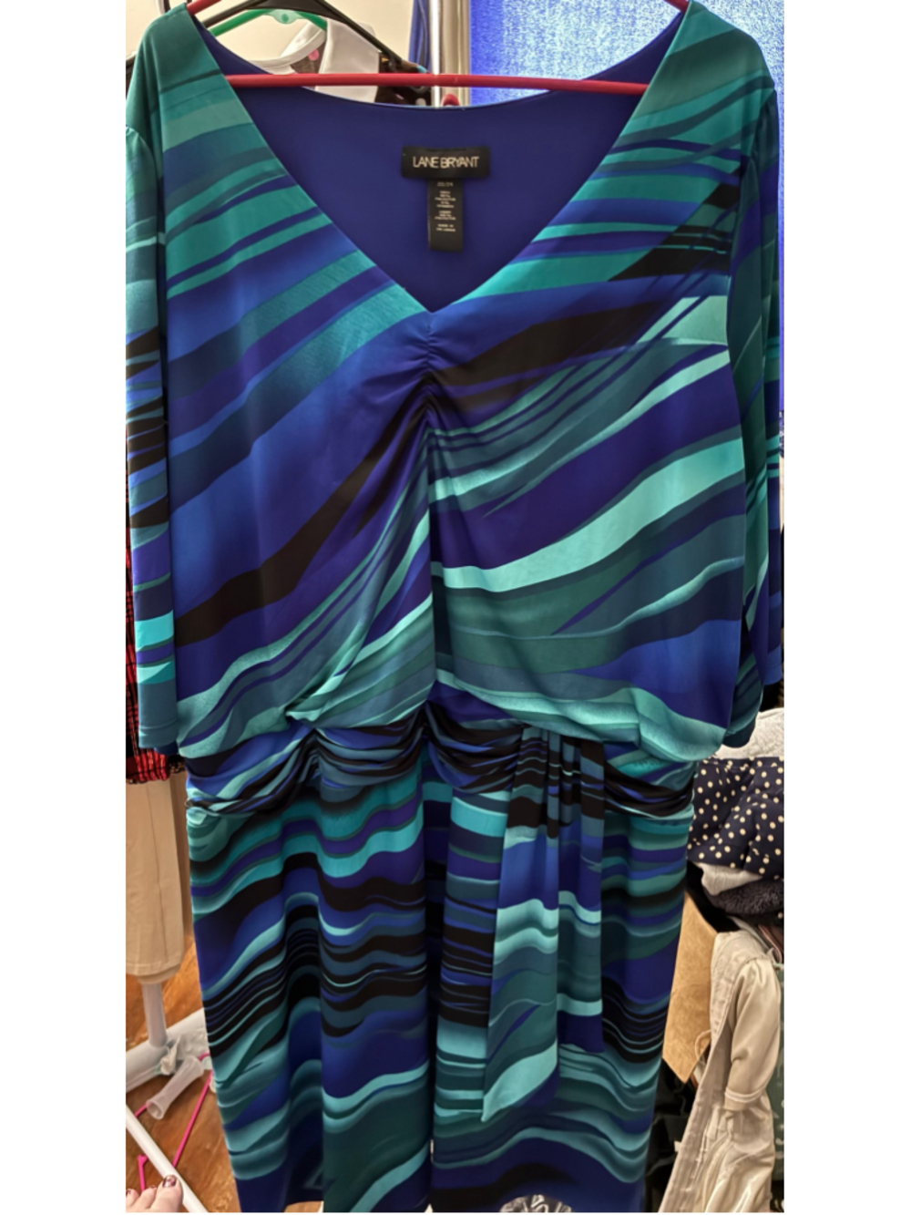 Women's Lane Bryant Dress Size 22/24 Blue Teal Abstract Print